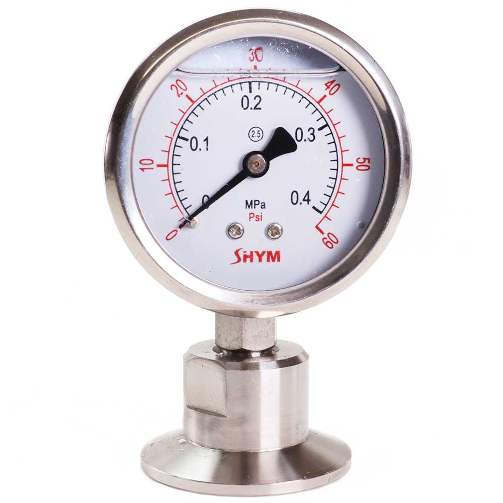 1.5" Tri Clamp Pressure Gauge - 0-60PSI - Bottom Mount
