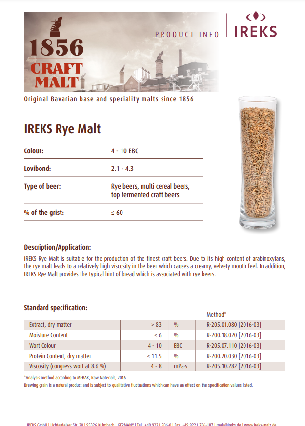 IREKS Rye Malt - 55 lb. Bag