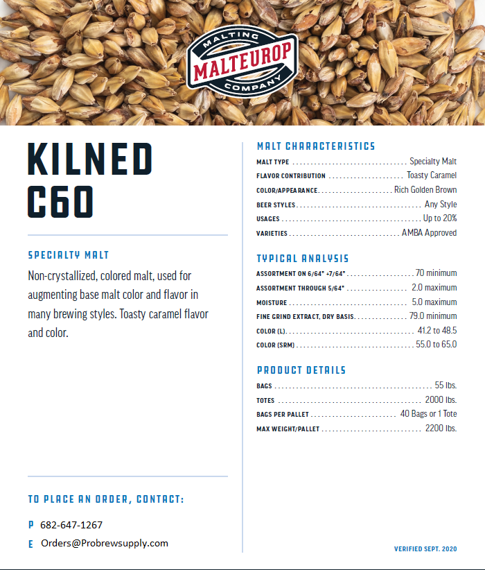 Malteurop Kilned C-60 - 55 lb. Bag