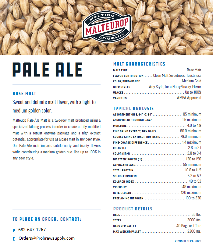 Malteurop Pale Ale Tote - 2200 lbs