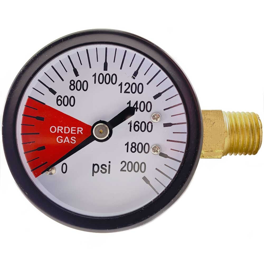 CO2 Regulator Gauge - Tank Pressure - 0-2000 PSI - Right Hand Thread
