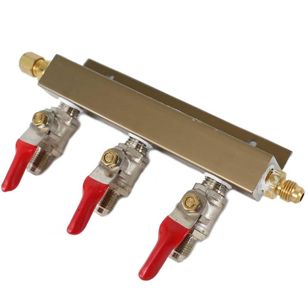 3 way CO2 Distribution Bar with Check Valves - MFL