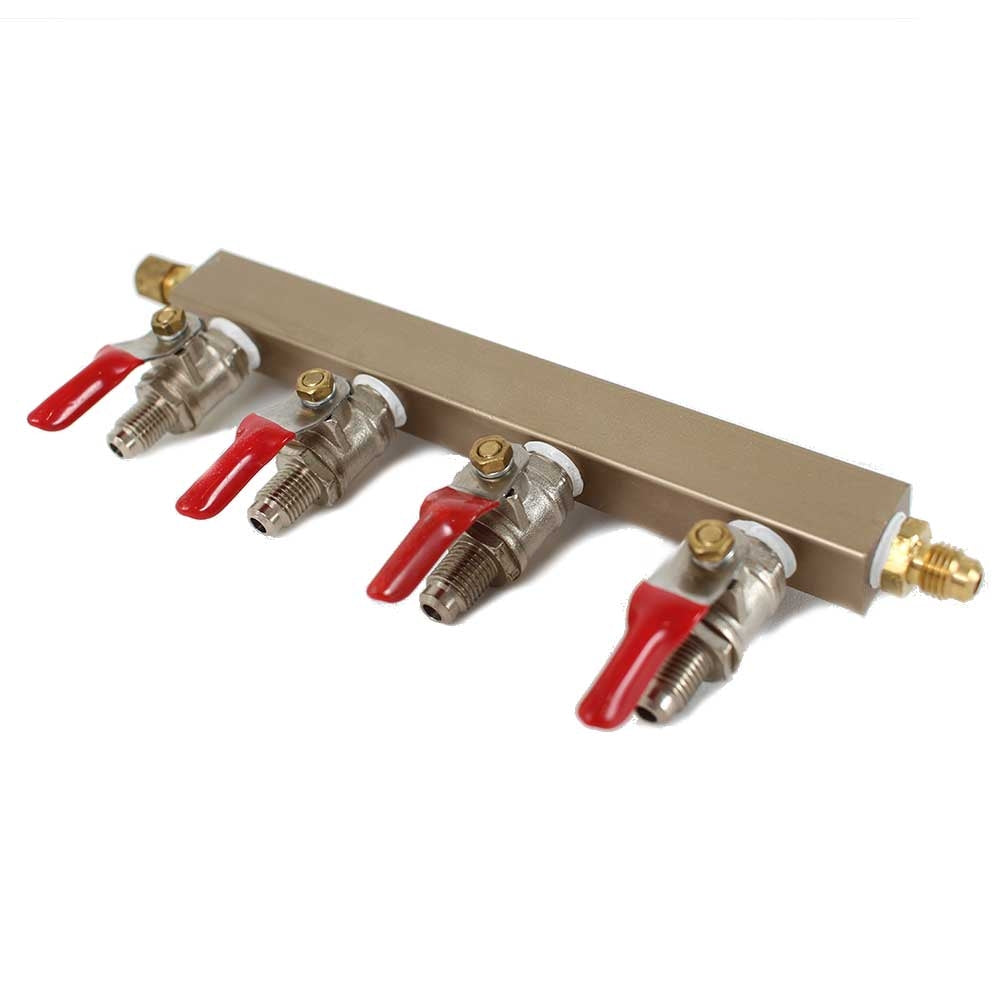 4-way CO2 Distribution Bar with Shut-Off Valves - MFL