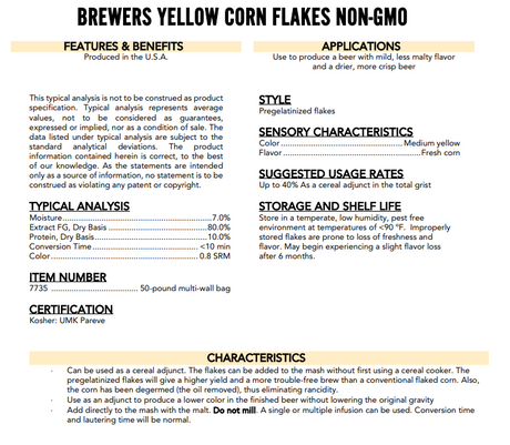 Briess Flaked Corn - 50 lb. Sack