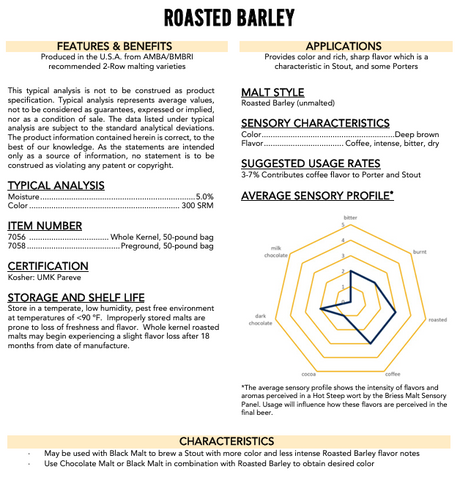 Briess Roasted Barley - 50 lb. Bag
