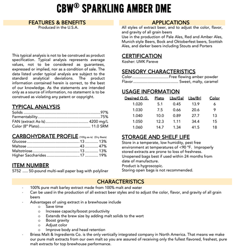 Briess Sparkling Amber DME - 50 lb.