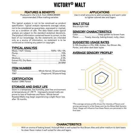 Briess Victory Malt - 50 lb. Bag