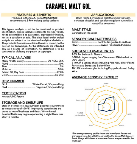 Briess Caramel 60L - 50 lb. Bag