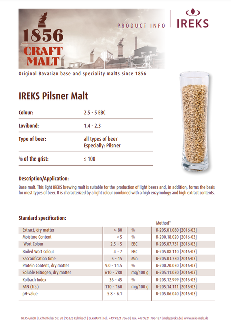 IREKS Pilsen Malt - 55 lb. Bag
