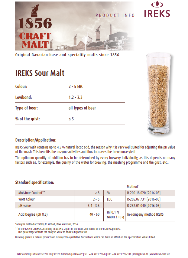 IREKS Sour Malt (Acidulated) - 55 lb. Bag