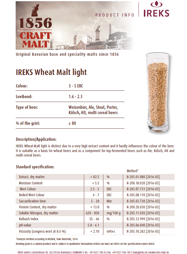 IREKS White Wheat Malt - 55 lb. Bag