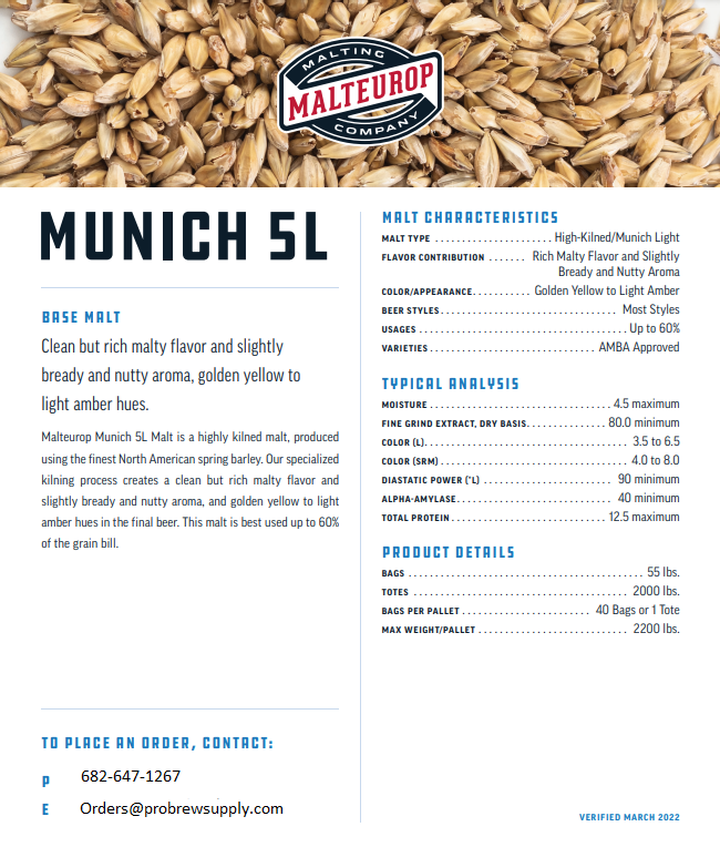 Malteurop Munich 5L - 55 lb. Bag
