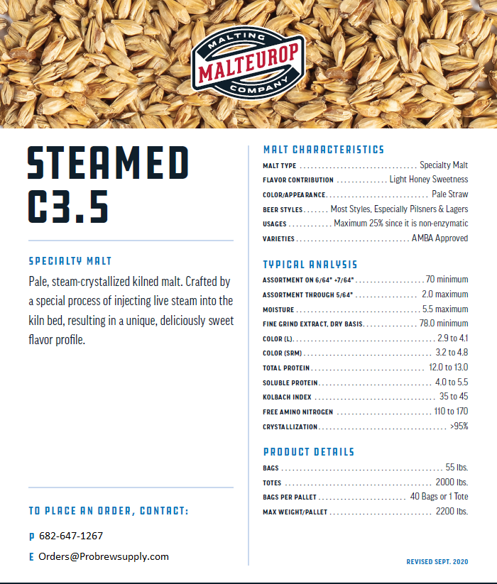 Malteurop Steamed C-3.5 - 55 lb. Bag