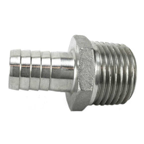 1/2" Male NPT x 1/2" Barb - Stainless Steel