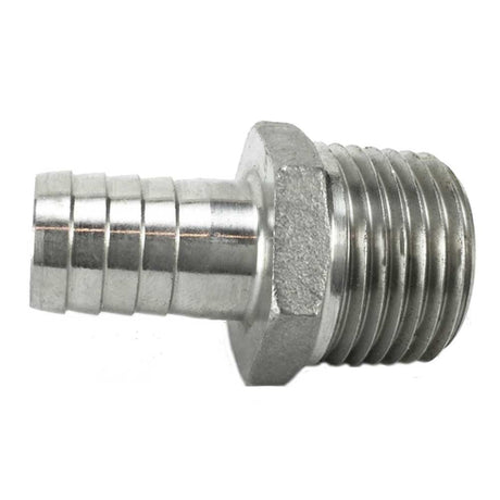 1/2" Male NPT x 1/2" Barb - Stainless Steel