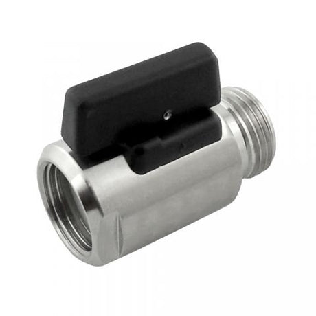Stainless Beer Thread Shut Off Valve for Sankey Kegs with Black Lever