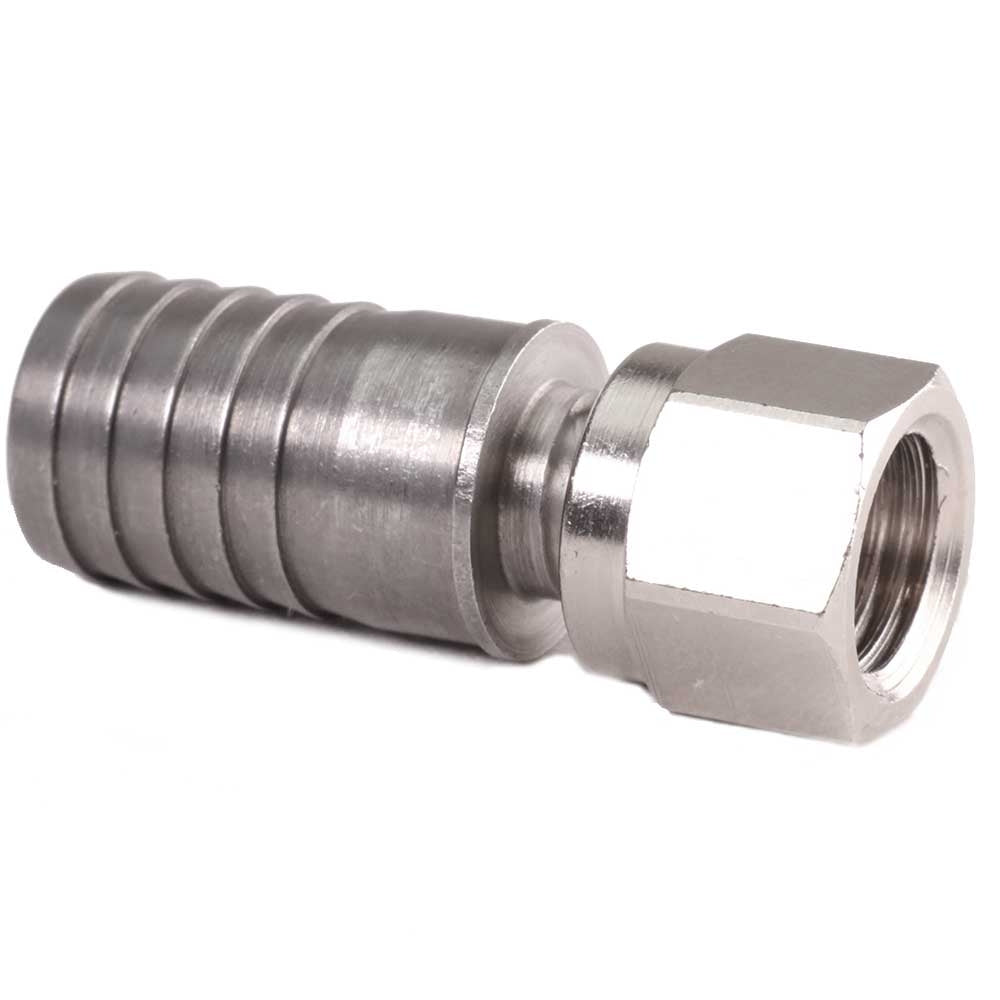 Swivel Nut 1/4" MFL (Male Flare thread) to 1/2" Barb