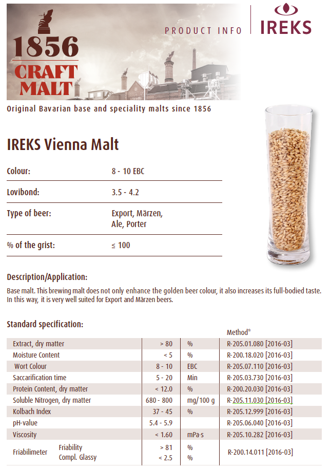 Ireks Vienna Malt Specs