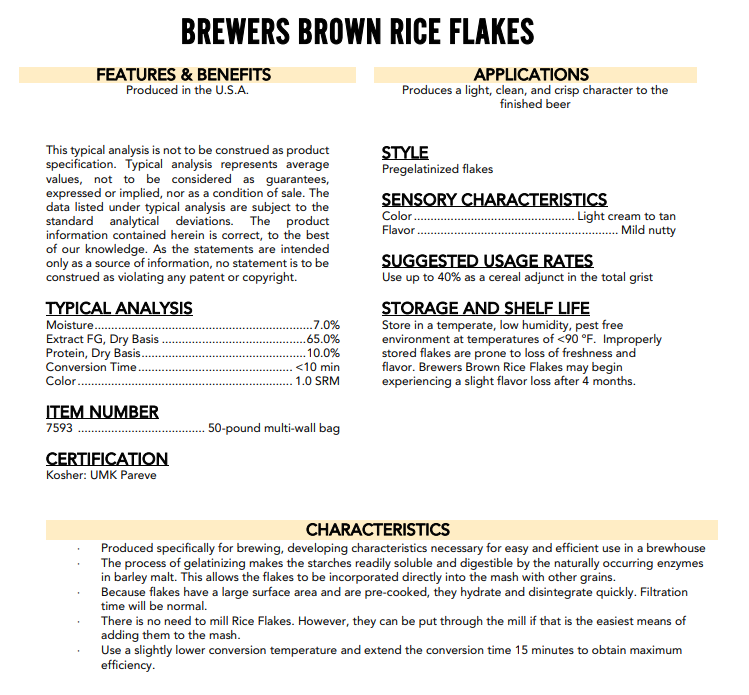 Briess Flaked Rice