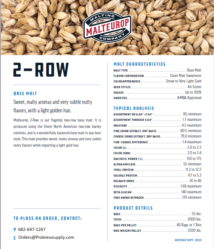 Malteurop 2 row spec